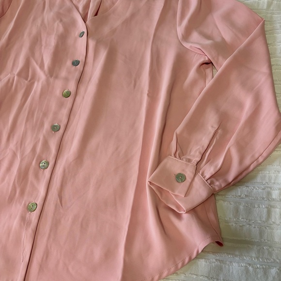 Zenana Pink Button Down Top - Picture 3 of 4